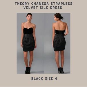 Theory Chanesa Strapless Velvet Silk Dress